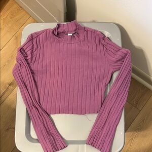 Women's Ribbed Long Sleeve Crop Top - Purple